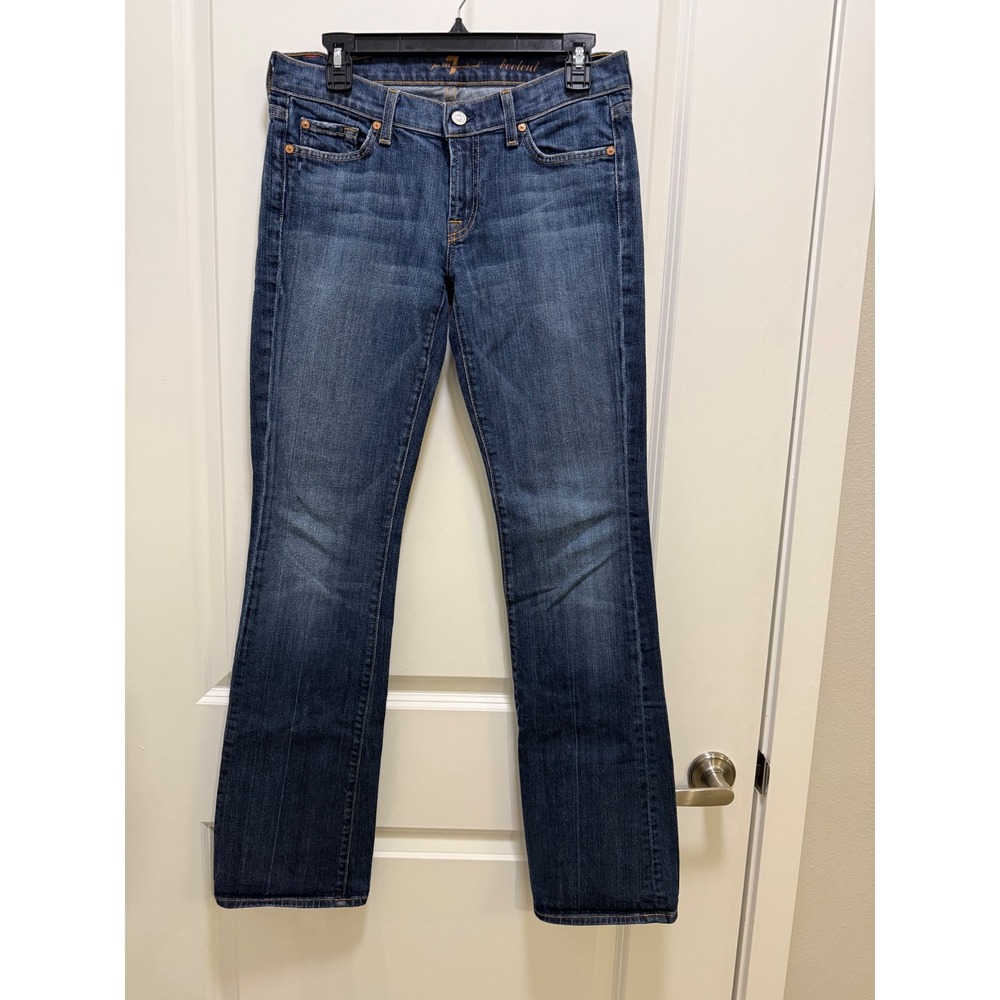 7 For All‎ Mankind Bootcut Jeans Dark Wash Blue Size 29 Distressed Hem USA Made